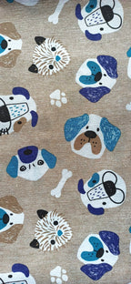 Loneta Perritos Tonos Azules - tela estampada ancho 2,80m