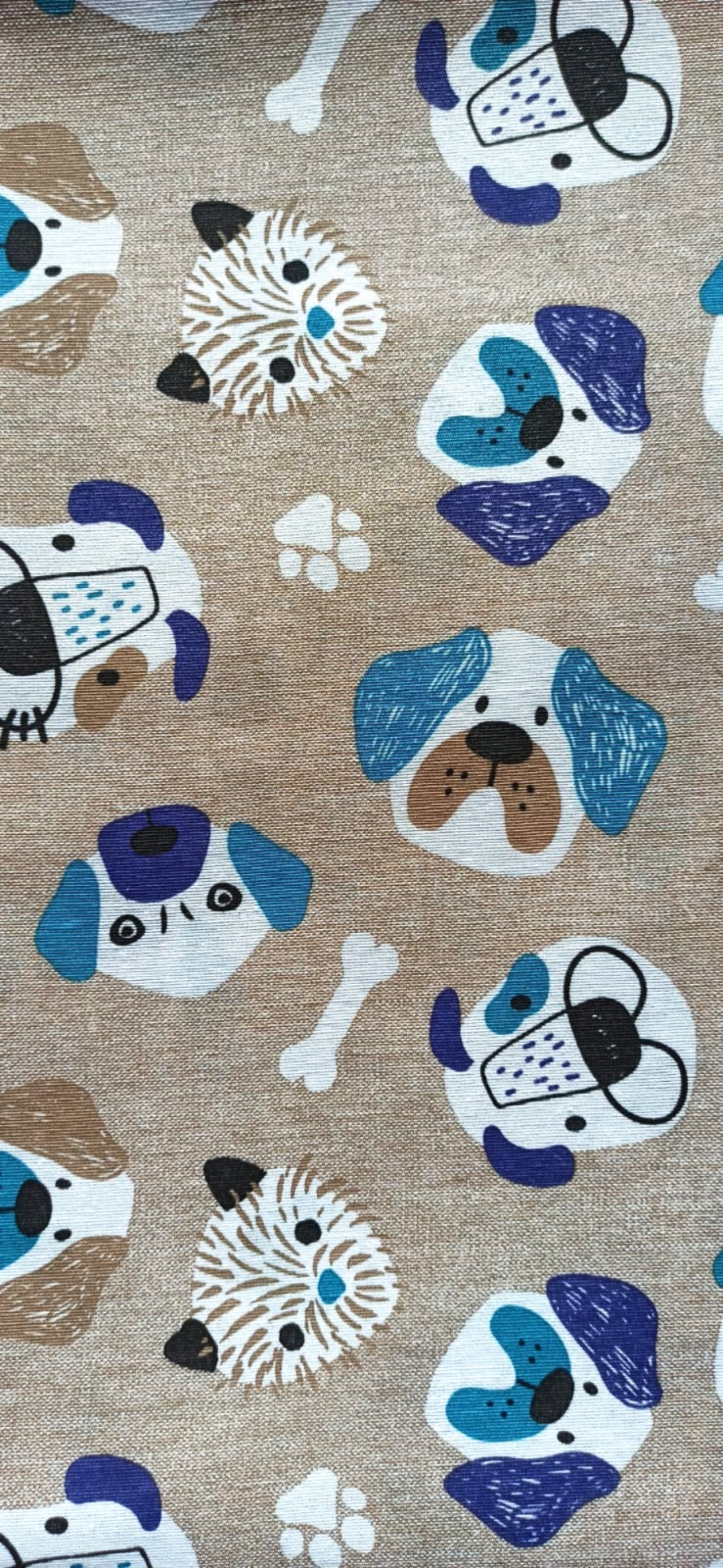 Loneta Perritos Tonos Azules - tela estampada ancho 2,80m