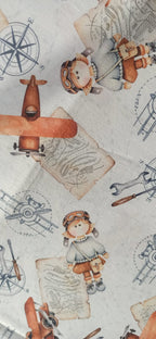 Retal de algodón estampado niño aviador - 1,03 x 1,48 m