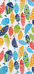 Retal loneta peces colores vivos fondo blanco 0,88x2,80 m
