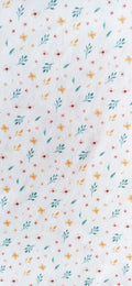 Retal algodón piqué flores silvestres verde amarillo rosa fondo blanco 0,90x1,45 m

