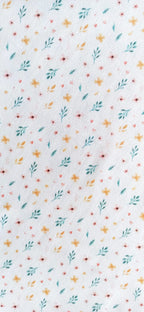 Retal algodón piqué flores silvestres verde amarillo rosa fondo blanco 0,90x1,45 m

