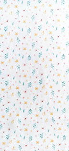 Retal algodón piqué flores silvestres verde amarillo rosa fondo blanco 0,90x1,45 m

