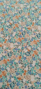 Retal de piqué estampado flores tonos azules - 1,20 x 1,50 m