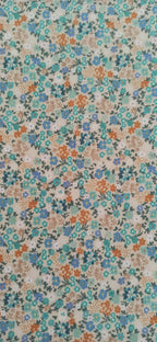 Retal de piqué estampado flores tonos azules - 1,20 x 1,50 m
