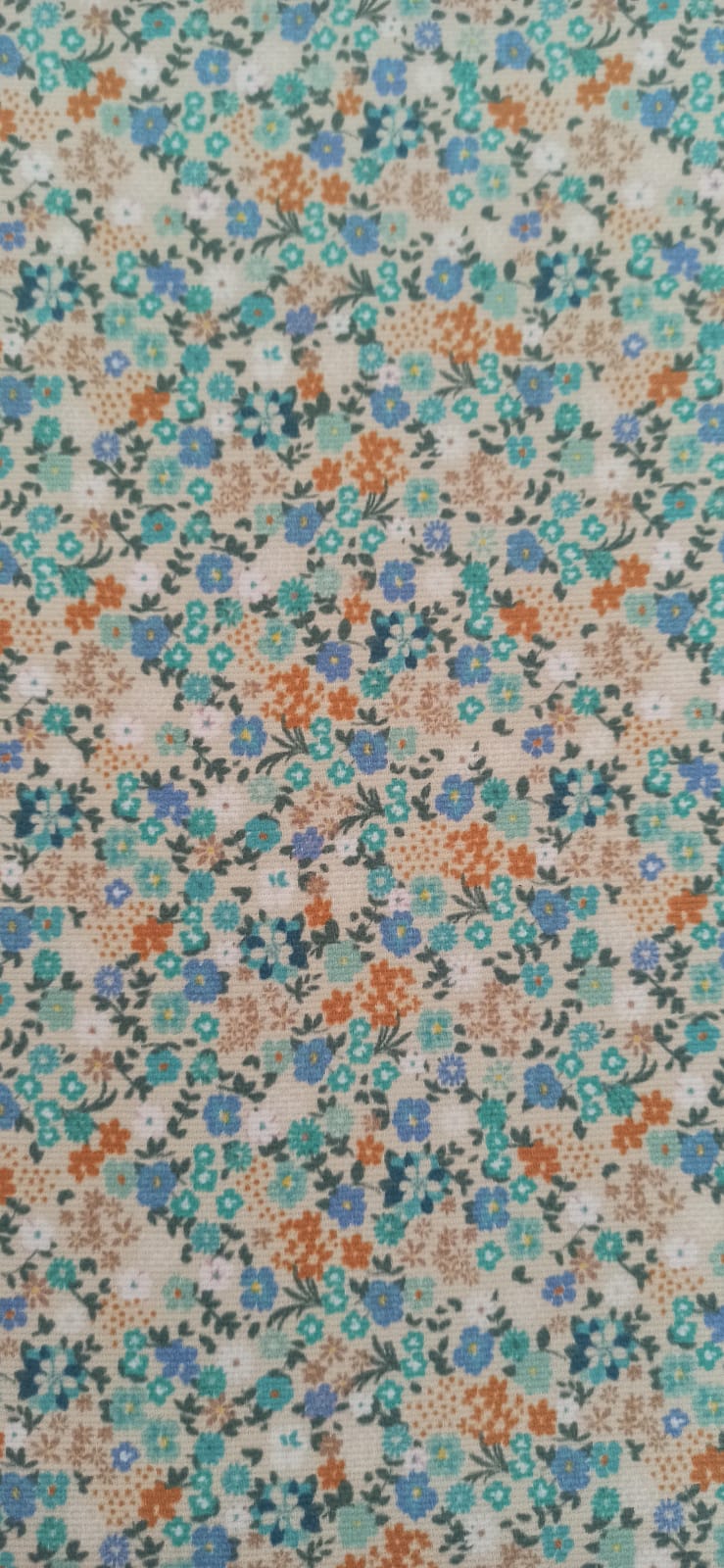 Retal de piqué estampado flores tonos azules - 1,20 x 1,50 m