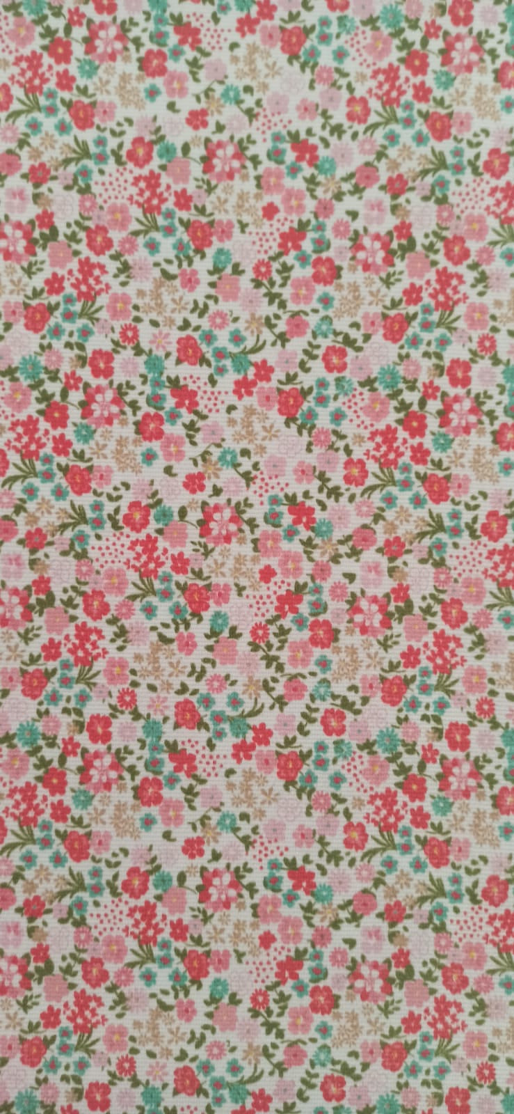 Retal de piqué estampado flores tonos rosas - 1,35 x 1,50 m