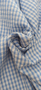 Tela vichy seersucker azul bebé y blanco 5 mm - ancho 1,48 m