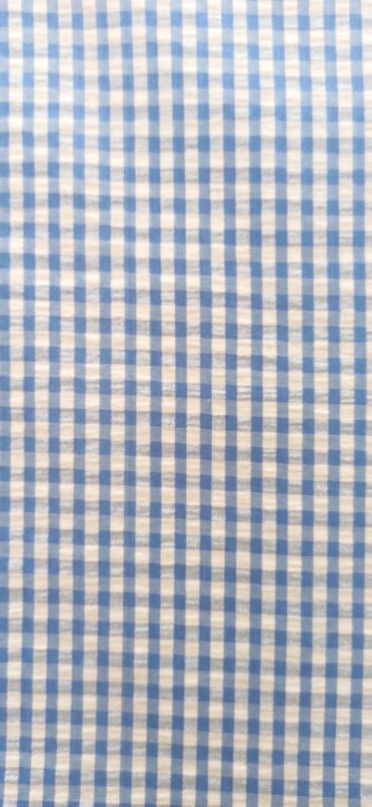 Tela vichy seersucker azul bebé y blanco 5 mm - ancho 1,48 m