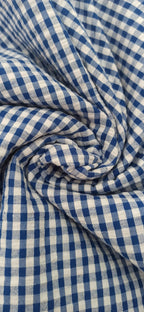 Tela vichy seersucker azul marino y blanco 5 mm - ancho 1,48 m