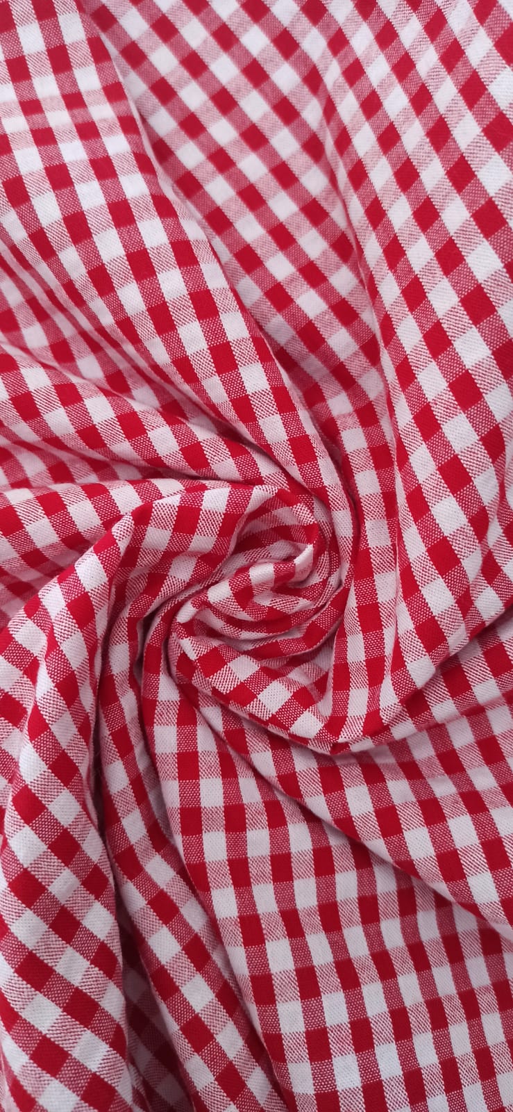 Tela vichy seersucker rojo y blanco 5 mm - ancho 1,48 m"