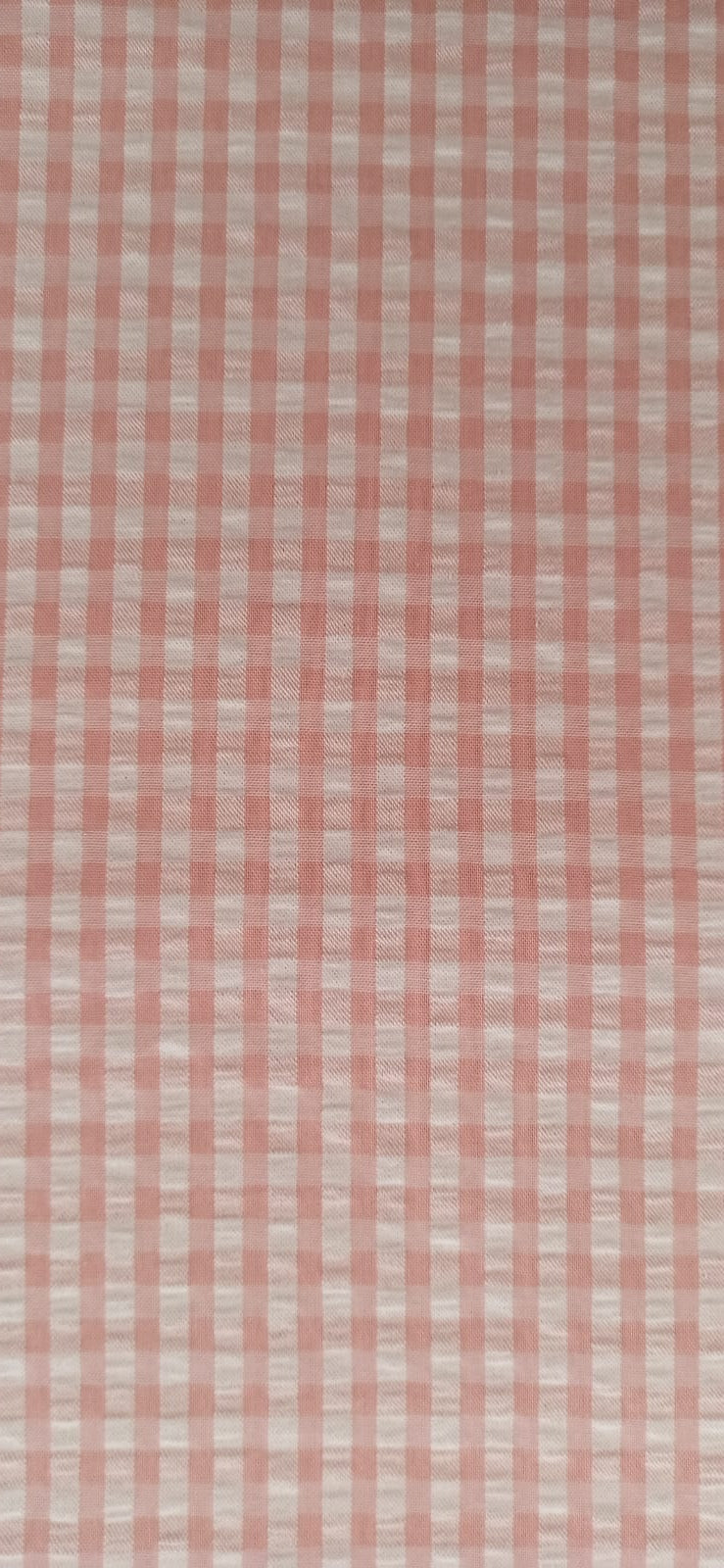 Tela vichy seersucker rosa bebé y blanco 5 mm - ancho 1,48 m