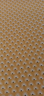 Retal de algodón estampado soles amarillo mostaza - 0,50 x 1,50 m