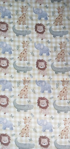 Tela Algodón Infantil Animales Selva Fondo Vichy - tela estampada ancho 1,40m