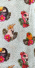 Retal de algodón estampado aves tropicales - 1,00 x 1,45 m