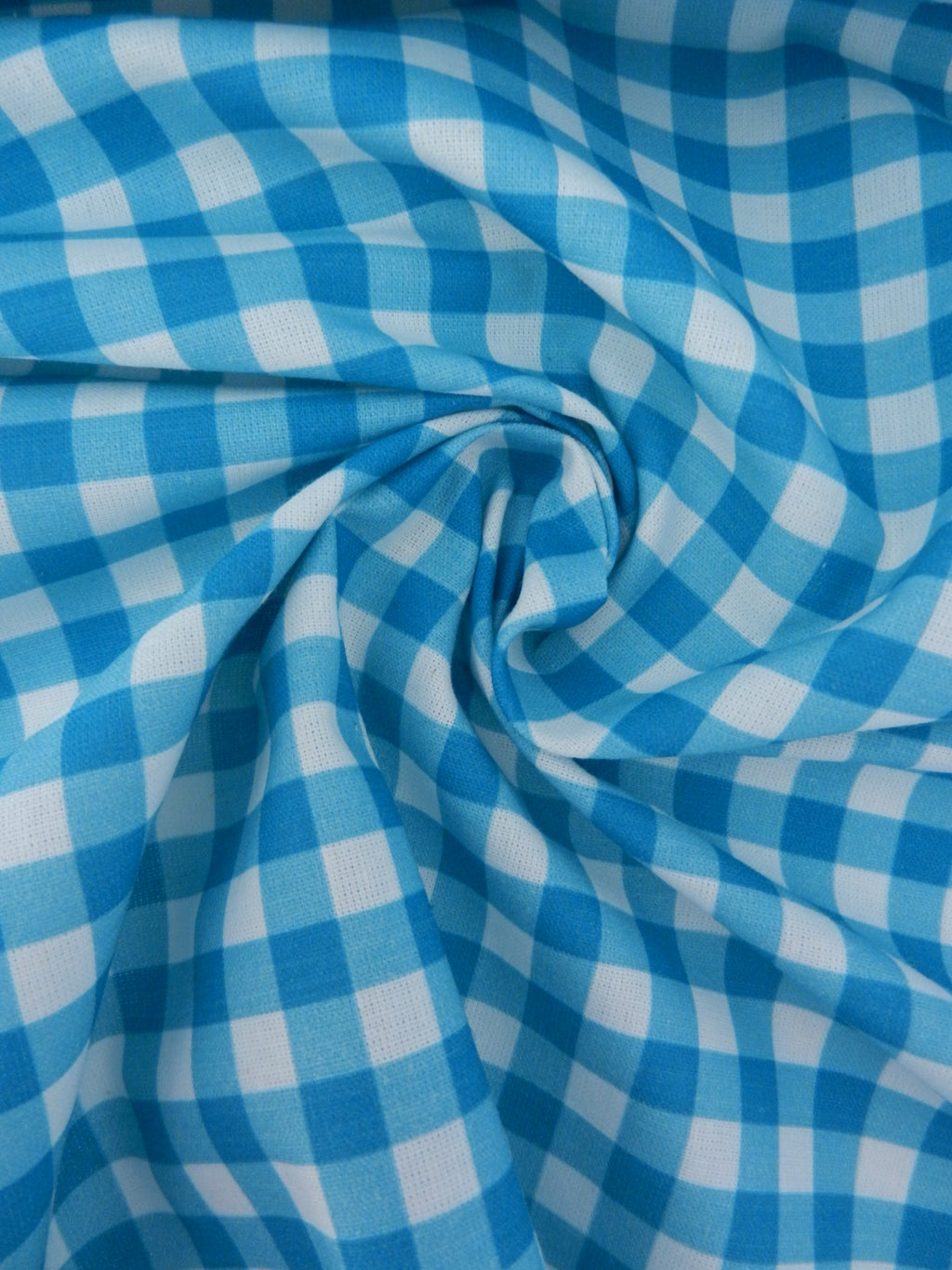 Algodón vichy azul turquesa y blanco, cuadros de 1 cm, tela infantil por metros