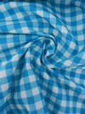 Algodón vichy azul turquesa y blanco, cuadros de 1 cm, tela infantil por metros