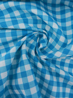 Algodón vichy azul turquesa y blanco, cuadros de 1 cm, tela infantil por metros