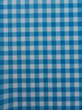 Algodón vichy azul turquesa y blanco, cuadros de 1 cm, tela infantil por metros