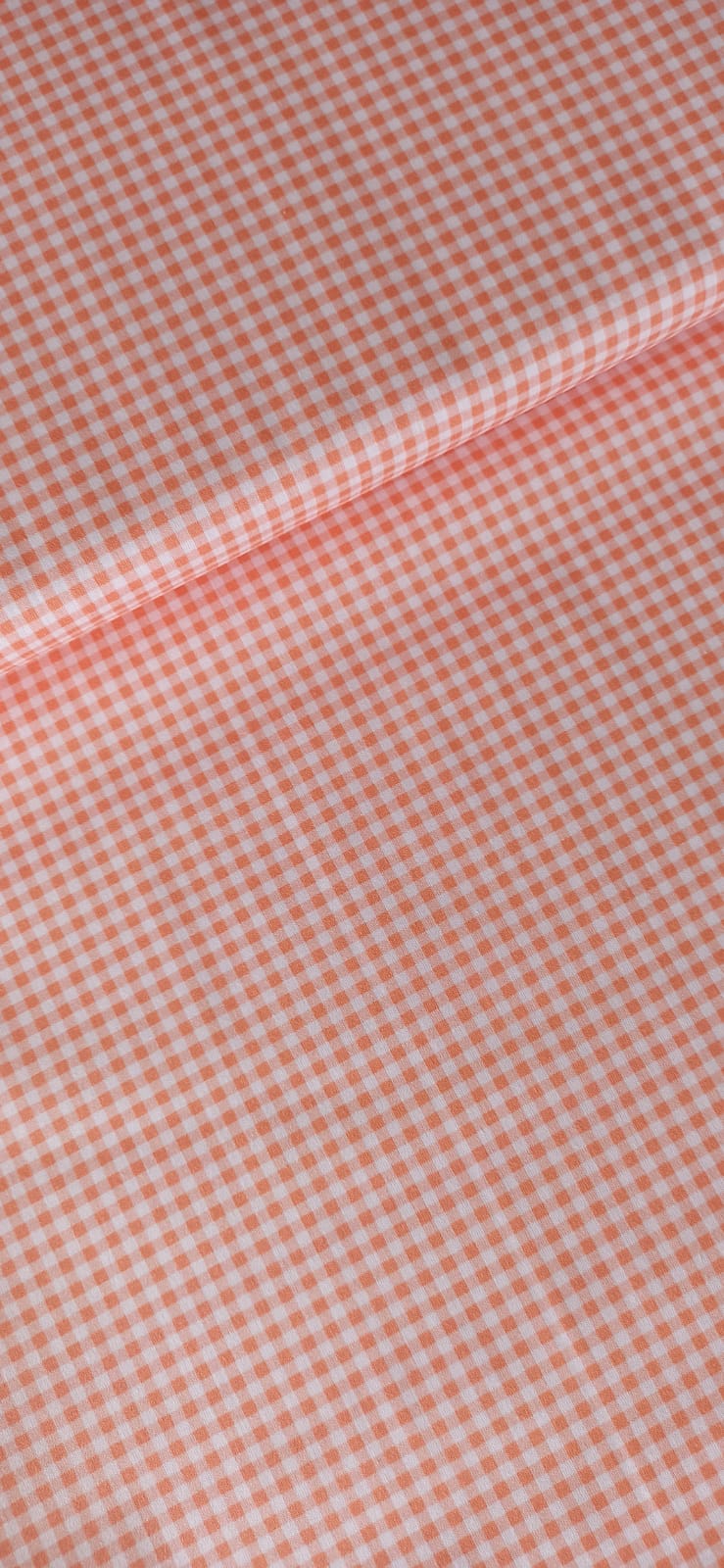 Algodón vichy cuadros 3 mm naranja y blanco ancho 1,40 m