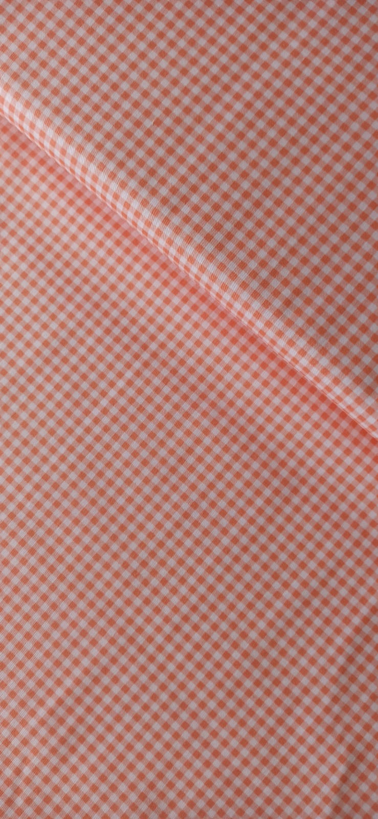 Algodón vichy cuadros 3 mm naranja y blanco ancho 1,40 m