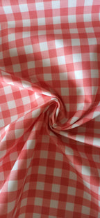 Algodón vichy cuadros 1 cm rojo suave y blanco ancho 1,40 m