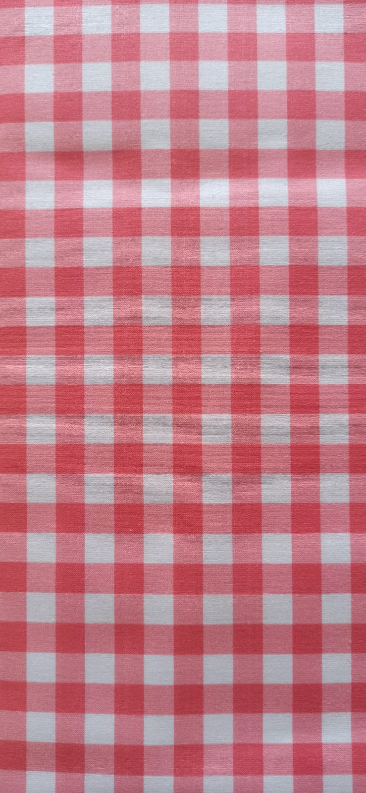 Algodón vichy cuadros 1 cm rojo suave y blanco ancho 1,40 m