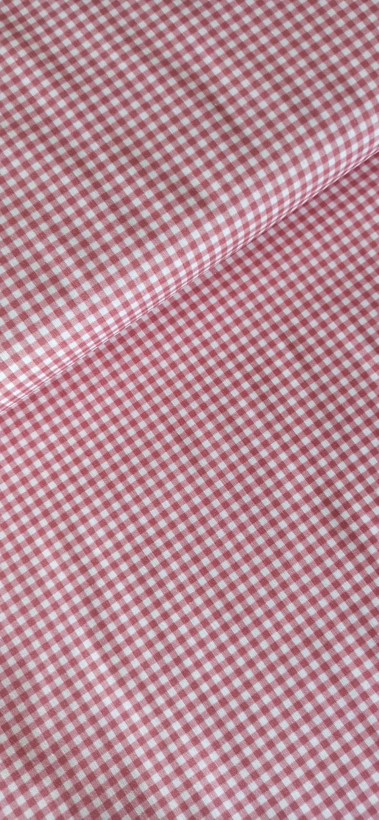 Algodón vichy cuadros 3 mm rojo teja y blanco ancho 1,40 m