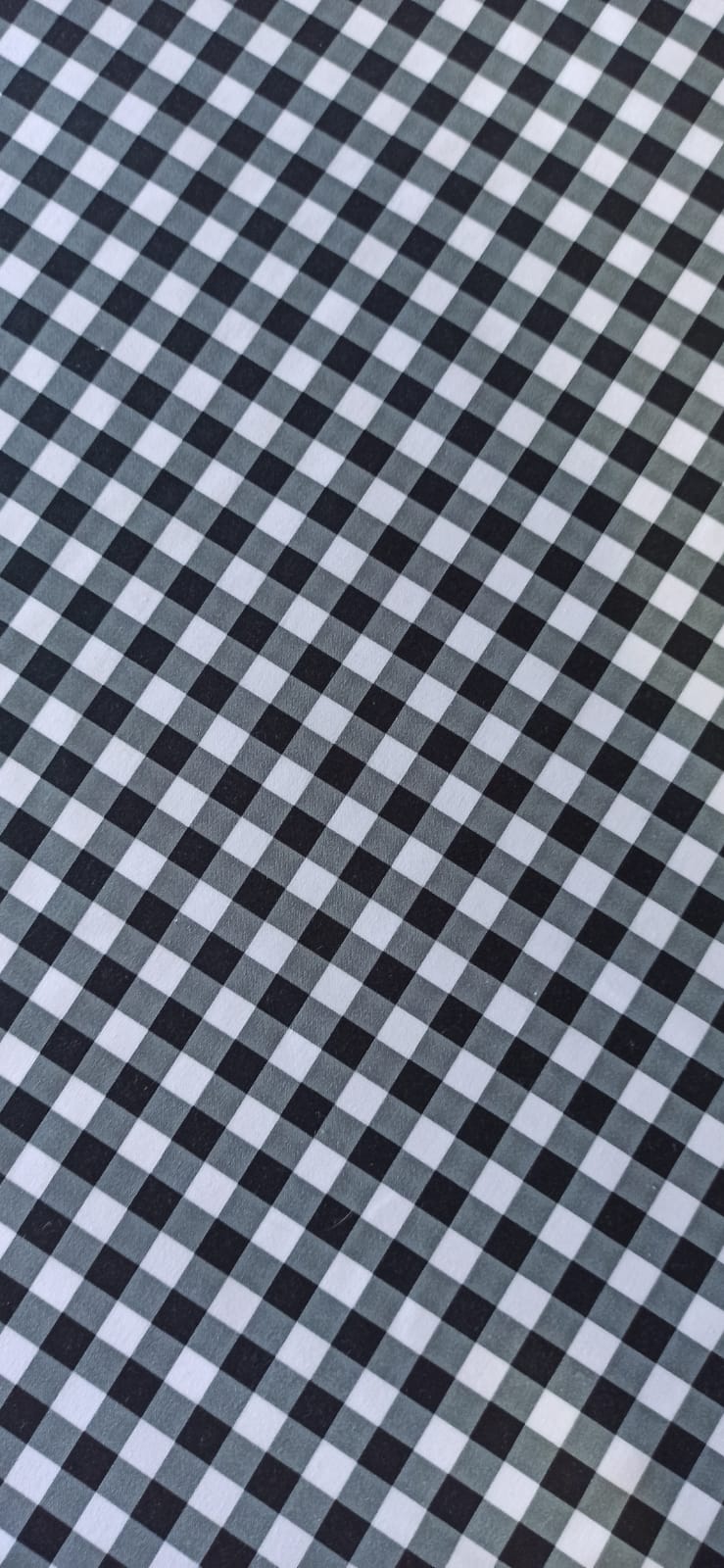 Algodón cuadros vichy negro blanco detalle