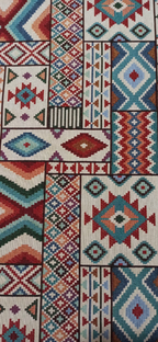 Retal gobelino étnico patchwork azteca multicolor - vista frontal