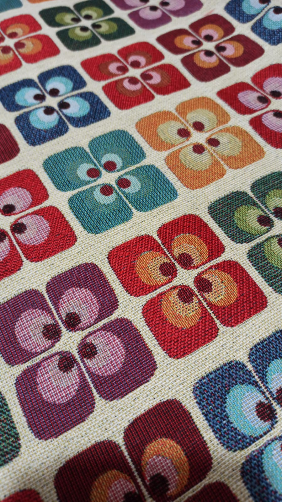 Retal gobelino geométrico multicolor retro - vista general tela
