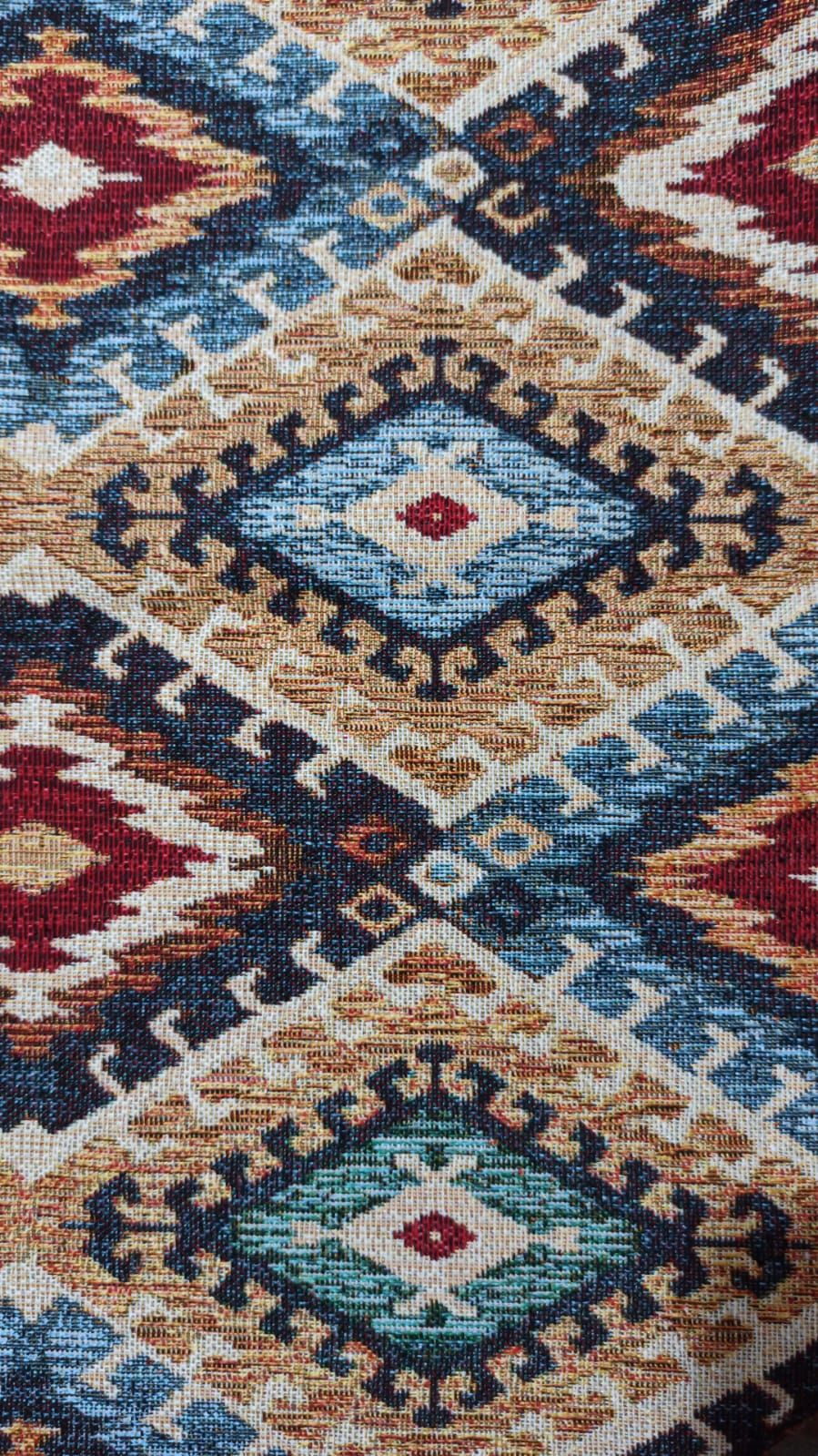 Retal gobelino étnico kilim multicolor - detalle estampado