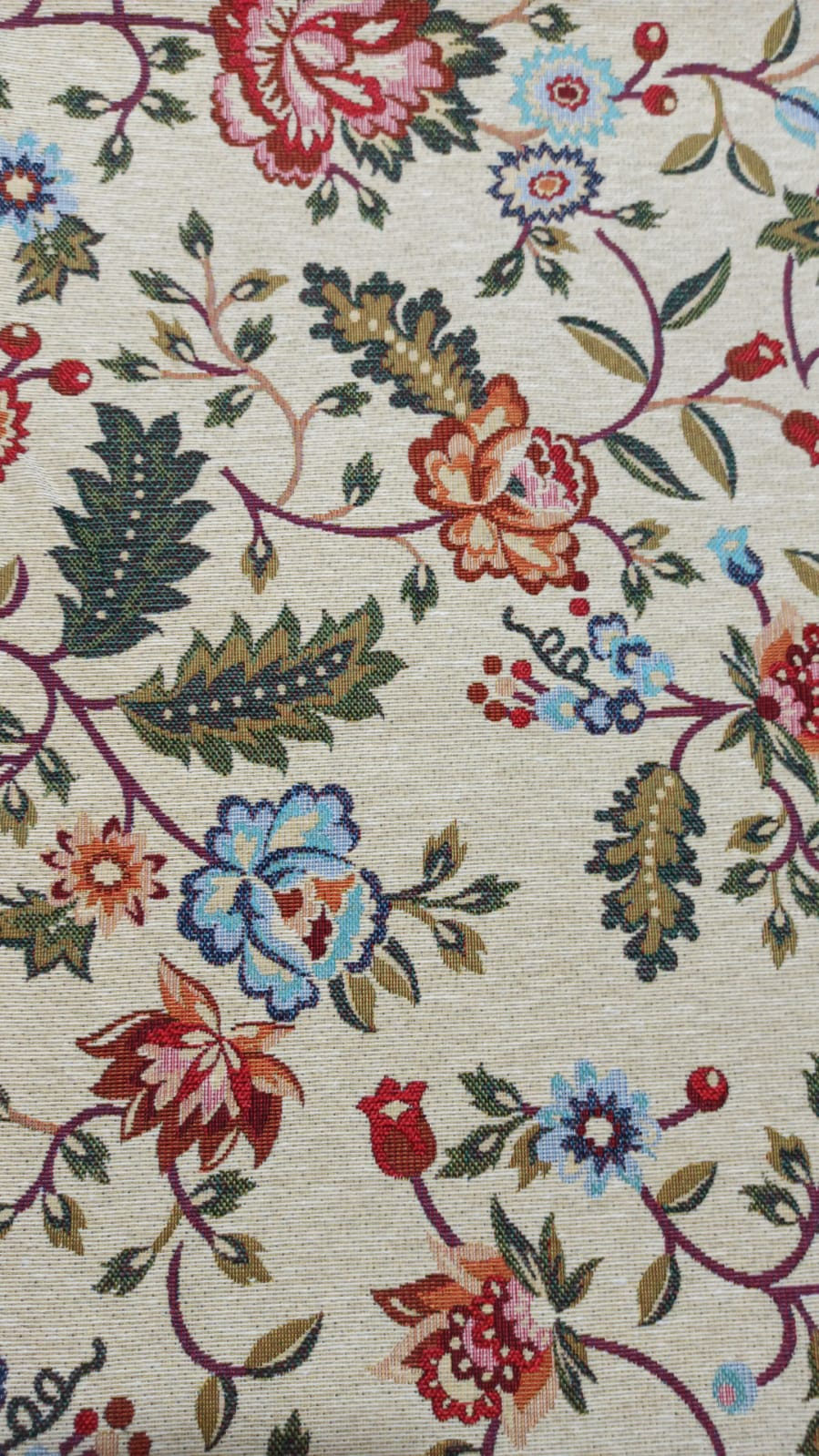 Retal gobelino floral jacobeo multicolor - textura tela