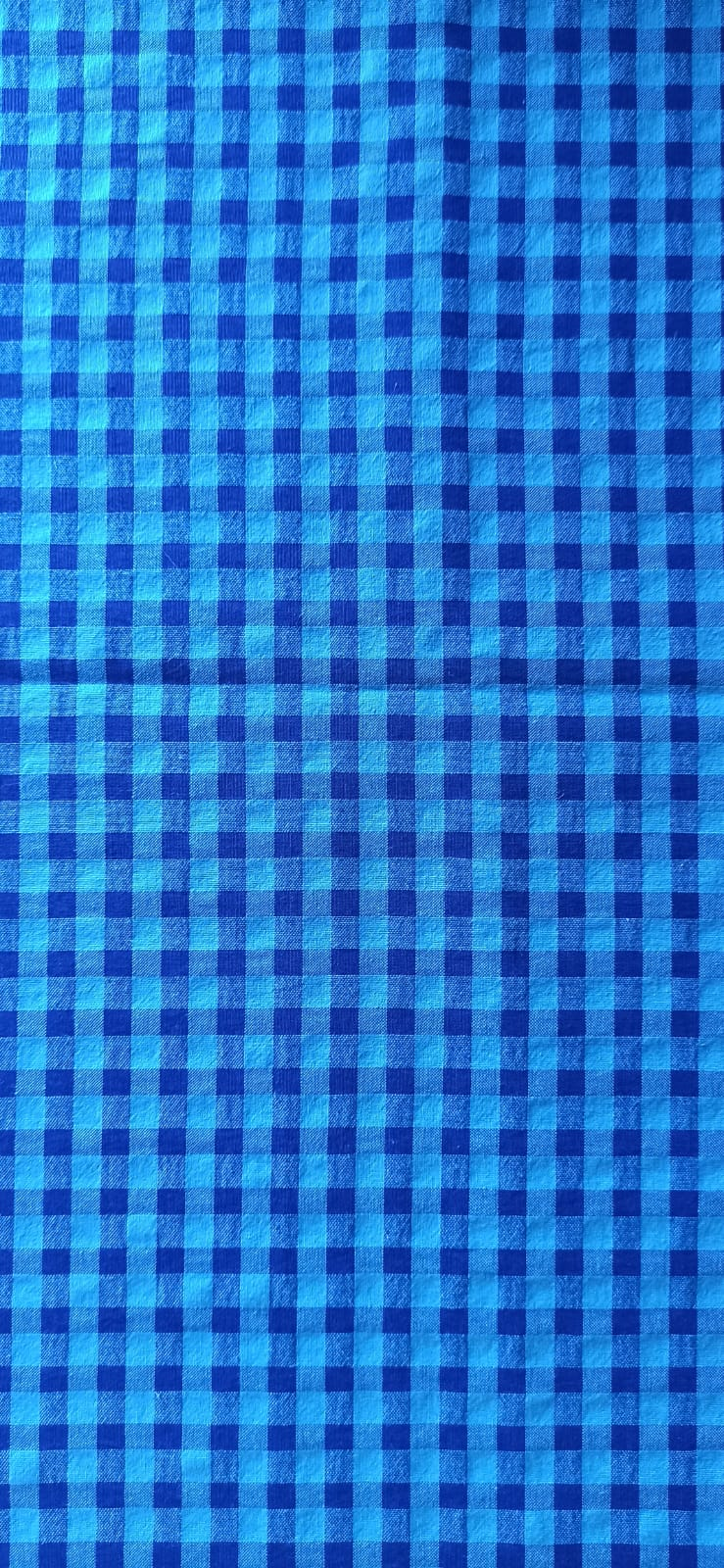Retal seersucker azul oscuro y azul extendido