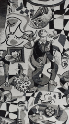 Retal gobelino cubista estilo Picasso blanco y negro - patrón completo