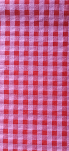 Retal seersucker rosa y rojo extendido