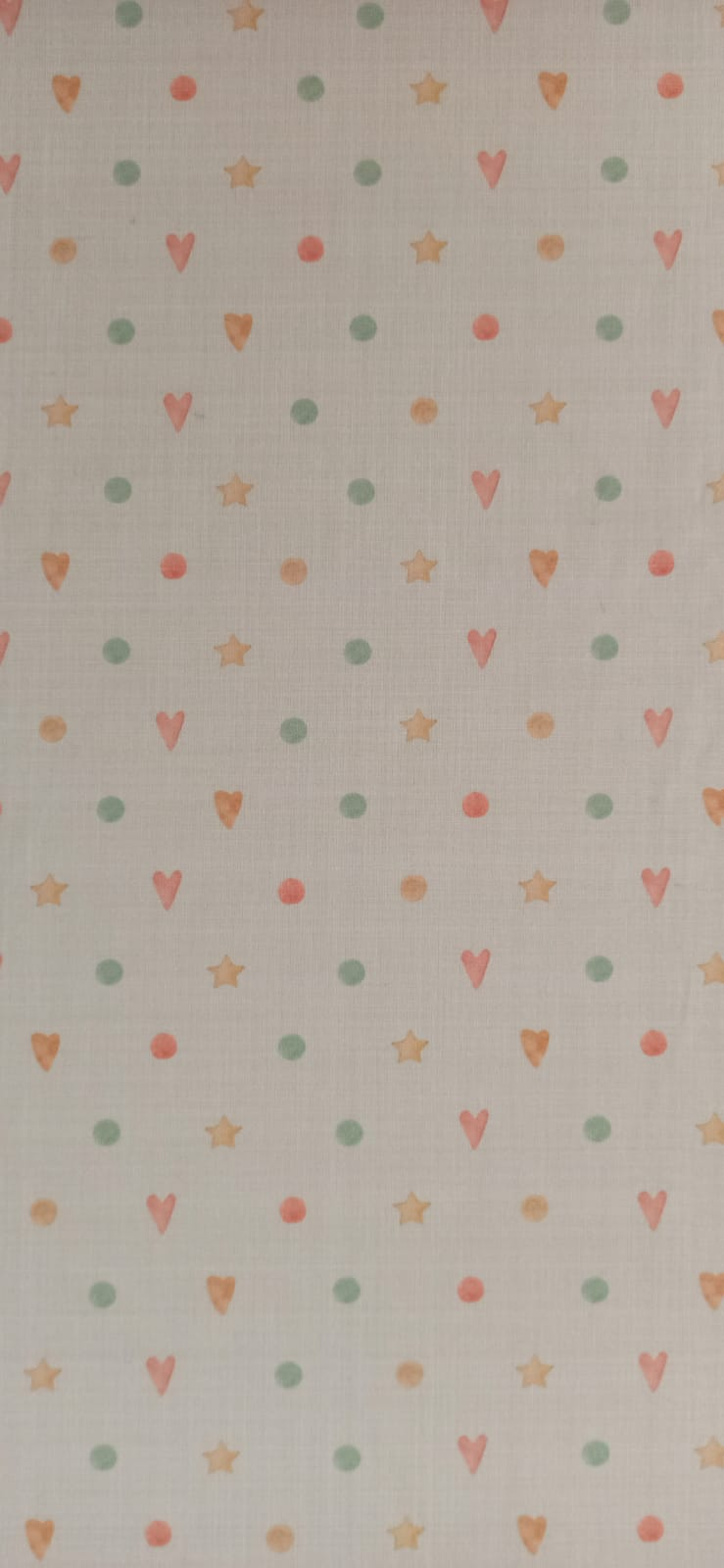Retal algodón corazones estrellas lunares pastel - estampado completo