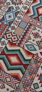 Retal gobelino étnico patchwork azteca multicolor - detalle estampado